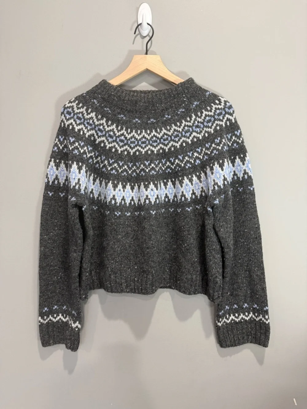 JCREW Charcoal Fair Isle Crewneck Sweater‎ - Women Size Large